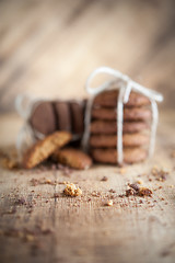 Image showing Various shortbread, oat cookies, chocolate chip biscuit.