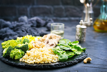 Image showing bulgur with vegetablew and eggs