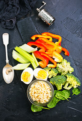 Image showing bulgur with vegetablew and eggs