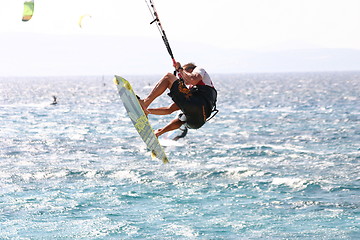 Image showing Kite boarding in the air