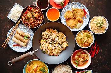 Image showing Chinese food set. Asian style food concept composition.