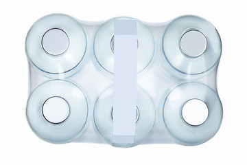 Image showing box of six bottled water. top view