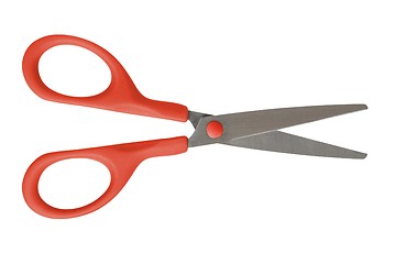 Image showing Open scissors on white