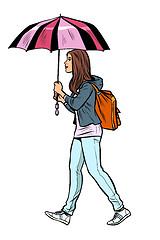 Image showing teen girl with umbrella