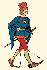 Image showing Poulaines worn, medieval man 15th century