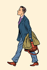 Image showing businessman walking, walk around the city