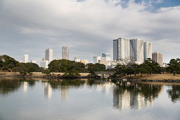 Image showing hamarikyu gardens public park in tokyo city, japan