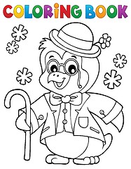 Image showing Coloring book stylized penguin topic 1