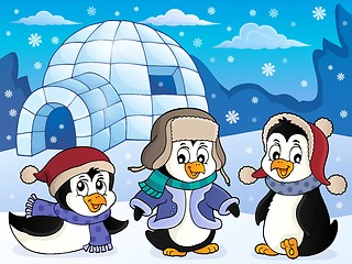 Image showing Igloo with penguins theme 4