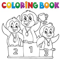 Image showing Coloring book penguin winners theme 1