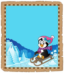 Image showing Sledging penguin theme parchment 2