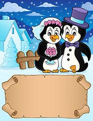 Image showing Small parchment and penguin wedding 2