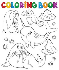 Image showing Coloring book winter animals topic 1