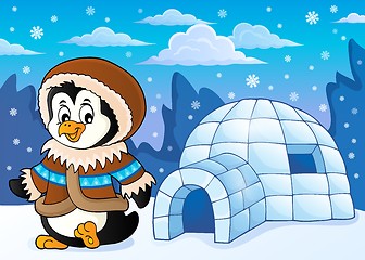 Image showing Penguin in winter clothing theme 2