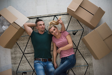 Image showing Top view of attractive young couple