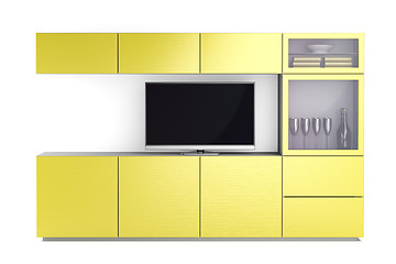 Image showing Led tv and yellow tv stand