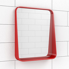 Image showing Mirror in the bathroom on tiled wall