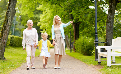 Image showing happy mother, daughter and grandmother at park