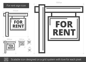 Image showing For rent sign line icon.