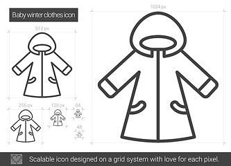 Image showing Baby winter clothes line icon.