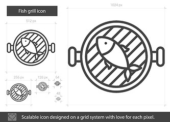Image showing Fish grill line icon.