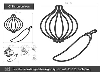 Image showing Chili and onion line icon.