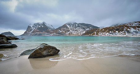 Image showing Rocky coast of fjord in Norway