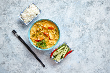 Image showing Traditional Chinese or Thai chicken yellow curry