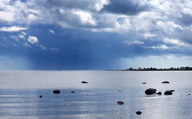 Image showing Rain clouds out to sea, Sweden