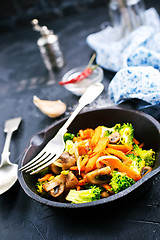 Image showing fried mushrooms with vegetables