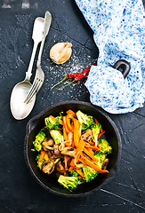 Image showing fried mushrooms with vegetables