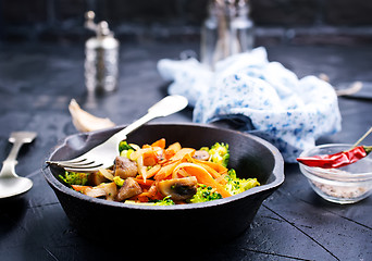 Image showing fried mushrooms with vegetables