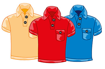 Image showing Three male shirts of the miscellaneous colour on white background