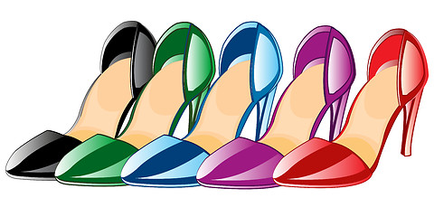 Image showing Vector illustration feminine footwear loafers of the miscellaneous of the colour