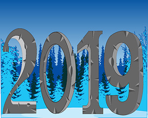 Image showing Numerals approaching new year on background winter wood