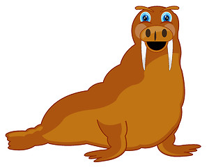 Image showing Vector illustration of the cartoon animal walrus on white background