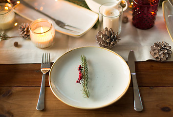 Image showing table served for christmas dinner at home