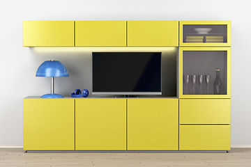 Image showing Led tv and yellow tv cabinet