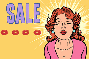 Image showing woman kiss sale pop art