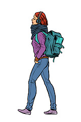 Image showing a young woman with a trendy backpack