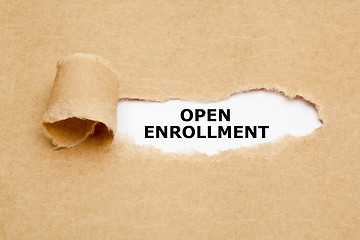 Image showing Open Enrollment Torn Paper Concept