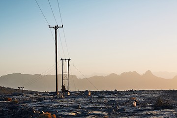 Image showing Power lines in mountains