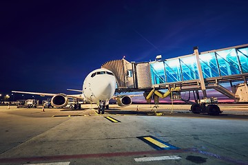 Image showing Busy airport after sunset