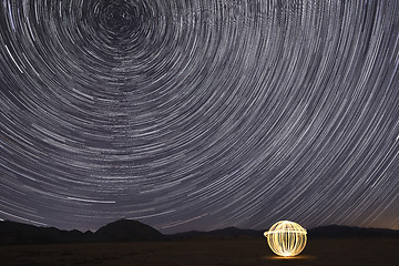 Image showing Star Trails in Victorville, California at Night