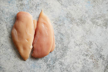 Image showing Top view of two fresh raw chicken fillets