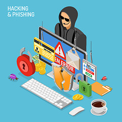 Image showing Hacker Activity Isometric Concept