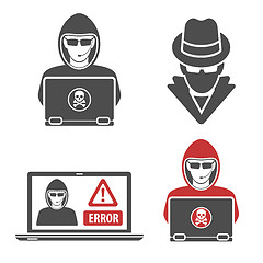 Image showing Cyber Crime with Set Logos Hacker Spy