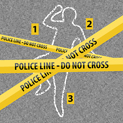 Image showing Crime Scene Contour Body with Chalk