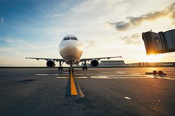 Image showing Airport at the amazing sunset