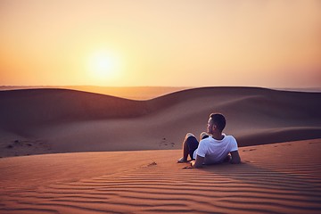 Image showing Idyllic sunrise in desert